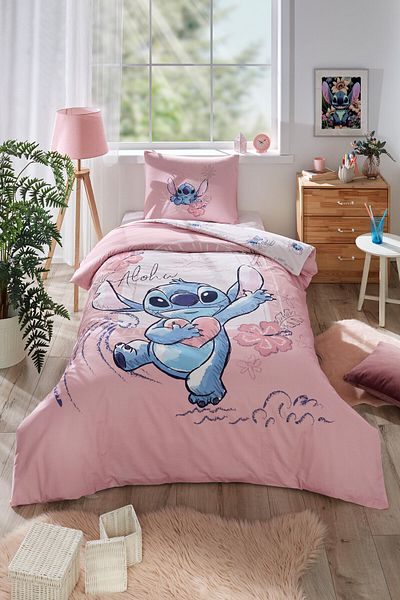 Özdilek Özdilek Stitch Aloha Set de lenjerie de pat pentru copii, cu licență Disney