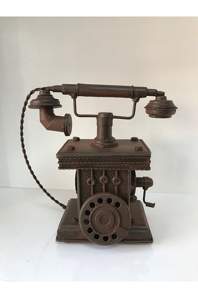 NOSTALJİM Decorative Metal Phone Savings Box with Fixed Handset
