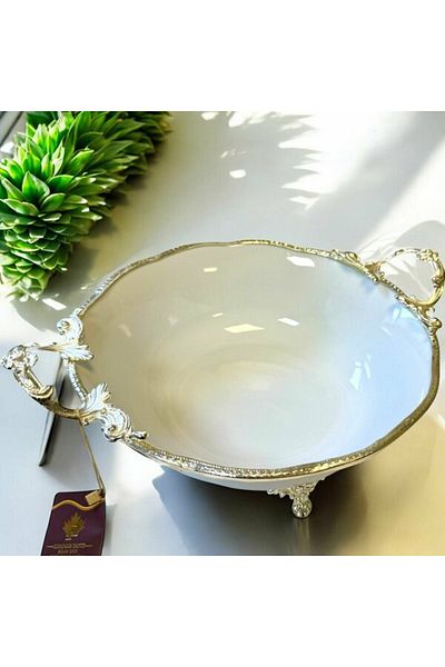 Marka Limoges Paniz Plenty Bowl with Feet 30X25X14 cm Silver Whs204