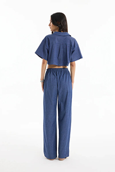 Quzu Denim Look Indigo Women's Trousers Pnt00572