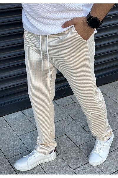loisswear Striped Gift Fabric Elastic Waist Fit Jogger Pants