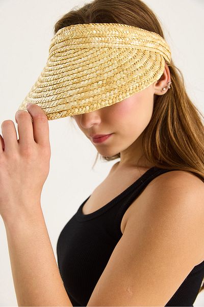 Bianco Lucci Women's Straw Visor Hat 14708 60801011