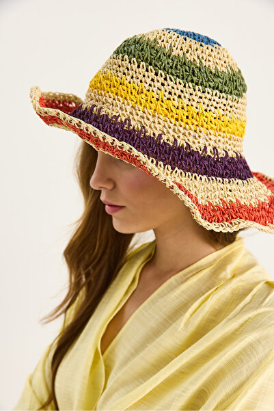 Bianco Lucci Women's Hand Knitted Straw Hat 11507 60801001