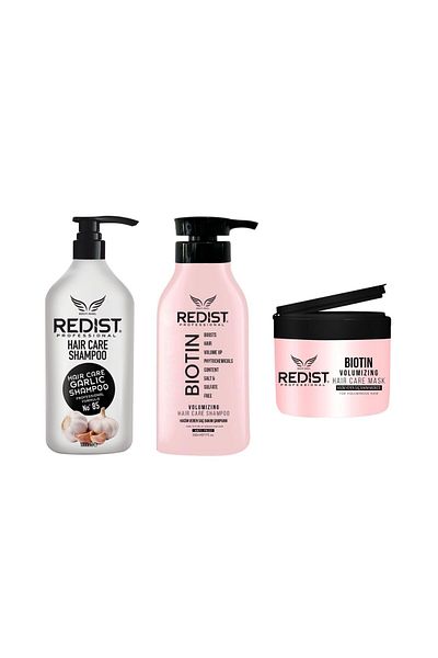 Redist Redist Package: Garlic Shampoo 1000 ml, Biotin Shampoo 500 ml and Biotin Mask 250 ml