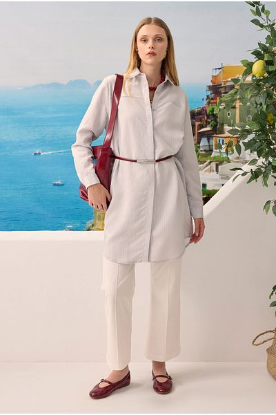 HEQA Πουκάμισο με ρίγες Robe Soft Grey