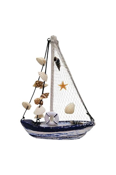 OEM Decorațiune marină, Barcă cu pânze cu vele bleumarin, 20 cm