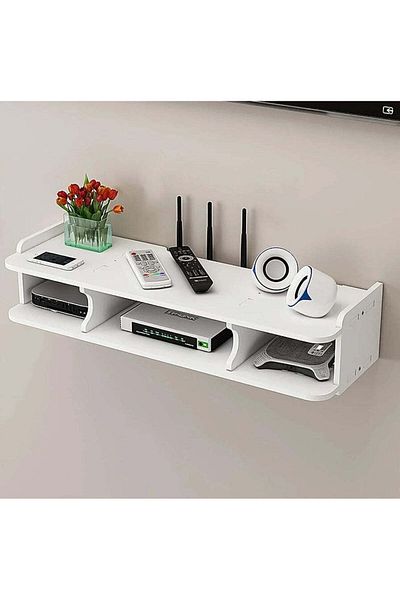 divendi-ro Holder for router and other objects, with 3 compartments and a pulley, 60cm long, white