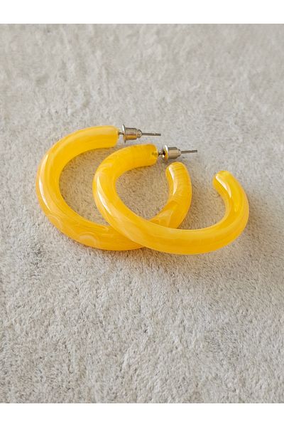 SiestaAccessories Yellow Color Acrylic Hoop Earrings
