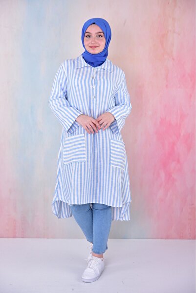 ruhaay Striped Button Long Sleeve Shirt Collar Tunic Buluz
