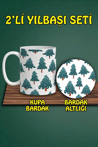 HobiShop Christmas Themed Mug and Coaster Set