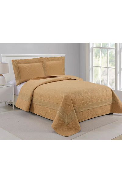 FIONNA.RO 3-Piece Quilted Cotton Blanket - Sunset Yellow