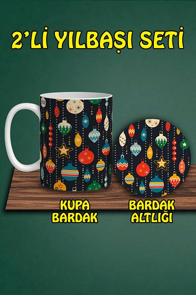 HobiShop Christmas Themed Mug and Coaster Set