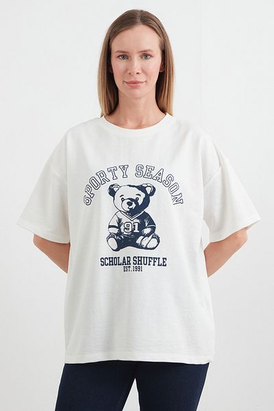 Fulla Moda Teddy Bear Printed Oversize T-Shirt