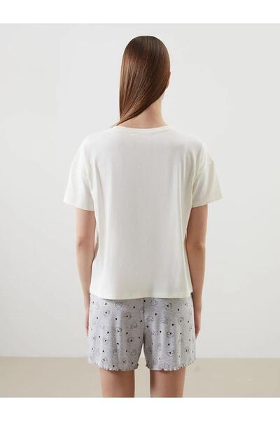 LC Waikiki Lcw Dream Bisiklet Yaka Baskılı Kadın Şortlu Pijama Takımı (S5)