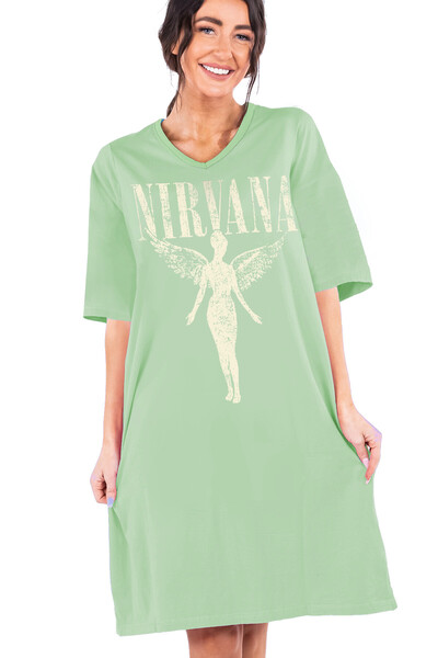 ROCKANDROLL Angel Nirvana Ανοιχτό πράσινο με λαιμόκοψη V με μισό μανίκι μέχρι...