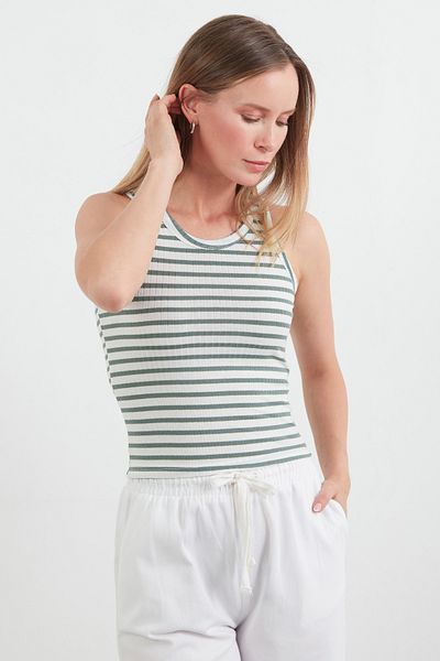 Fulla Moda Striped Halter Neckline Body
