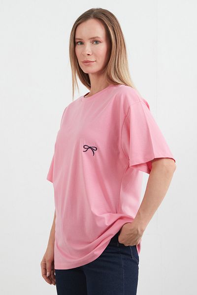 Fulla Moda Ribbon Embroidered Oversize T-Shirt