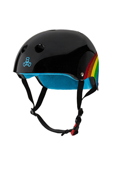 Triple Eight خوذة Sweatsaver Black Rainbow Sparkle المعتمدة مقاس L/XL