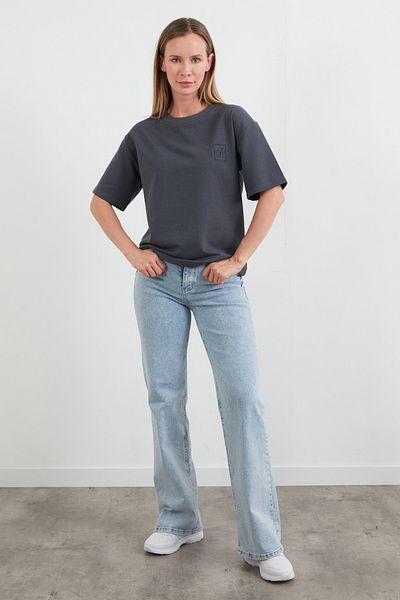 Fulla Moda Tricou oversize brodat cu litera R