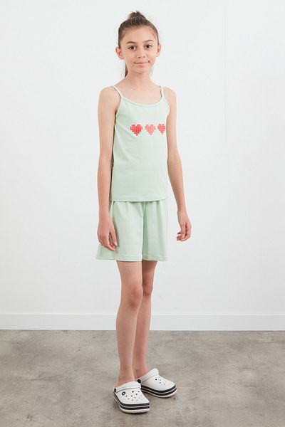 Fulla Moda Heart Printed Strappy Girls' Pajama Set
