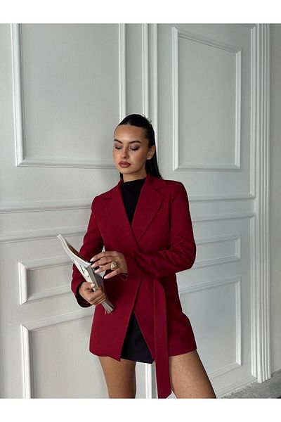 mydukkan.co Metal Buckle Belted Jacket