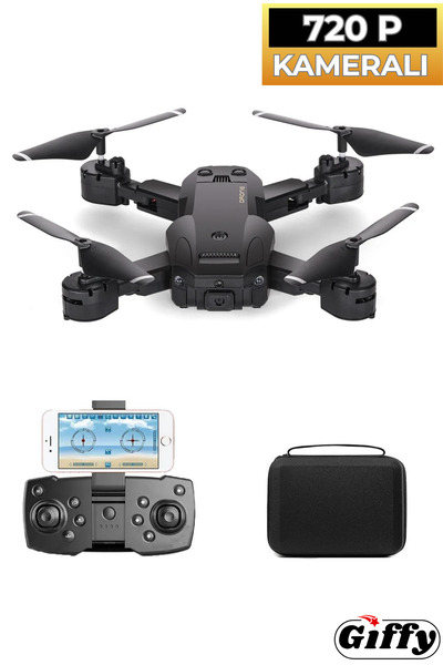 giffy Başlangıç Drone 720P HD Kameralı Drone Katlanabilir Taşıma Çantalı 4 Pervaneli Havada Sabit Kalır