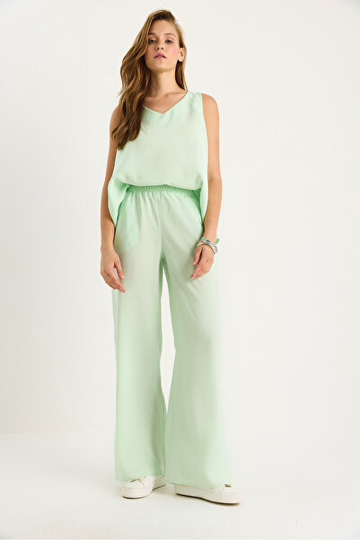 Bianco Lucci Women's V-Neck Strap Blouse Palazzo Pants Bottom-Top Set 3142 60283115