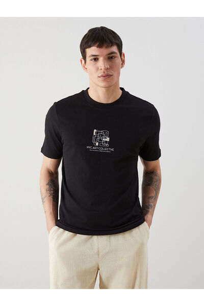 LC Waikiki تيشيرت رجالي مطبوع برقبة قصيرة كم قصير مطبوع برقبة قصيرة للموسم ال...