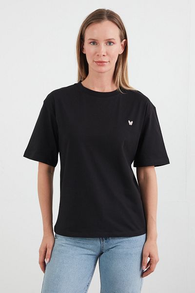 Fulla Moda Tricou cu gât crew cu accesorii fluture