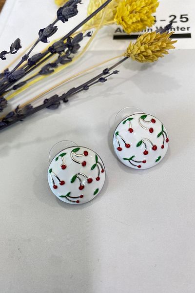 İthal 1526 Imported Cherry Pattern Earrings
