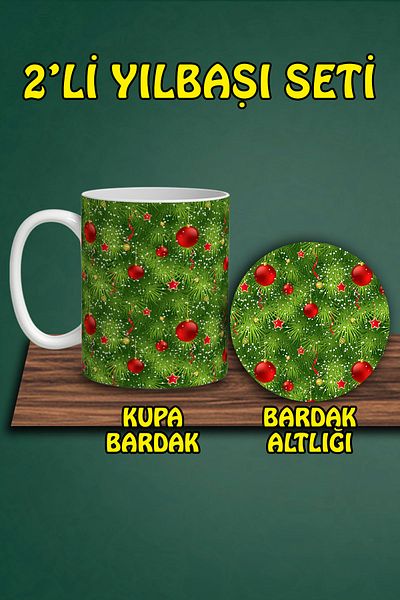 HobiShop Christmas Themed Mug and Coaster Set