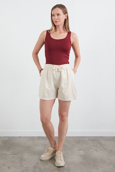 Fulla Moda Σορτς με πλισέ λινό με δέσιμο στη μέση