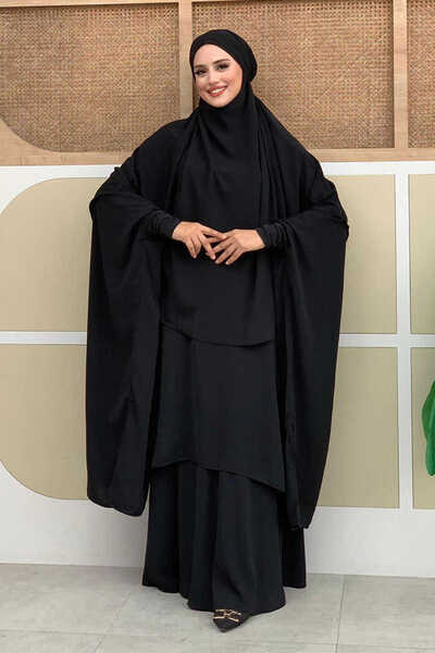 Bym Fashion Sufleli Cilbab 6024 Siyah