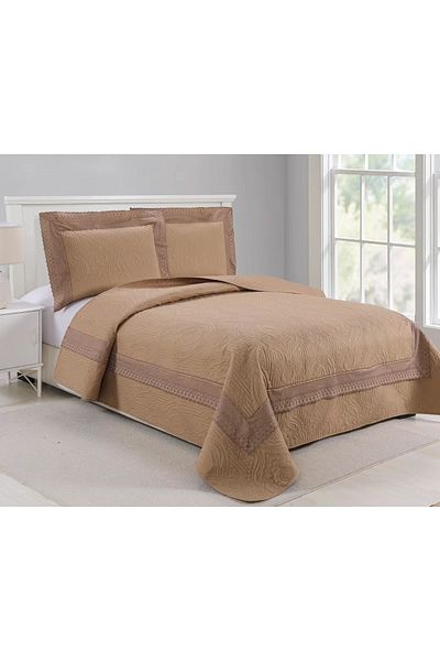 FIONNA.RO 3-Piece Quilted Cotton Blanket UNI - Beige Gold
