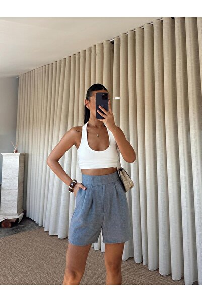 mydukkan.co Pantaloni scurți din in cu velcro