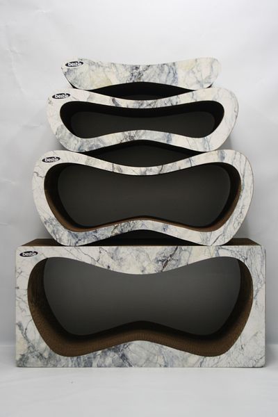 Bestie Set of 4 - Cat Scratching Sofa Cardboard Cat Scratching Horizontal Scratching - 3D Marble Pattern