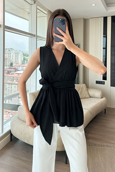 Lovely butik Copy - Women's Front Tie Detail Sleeveless Bluz