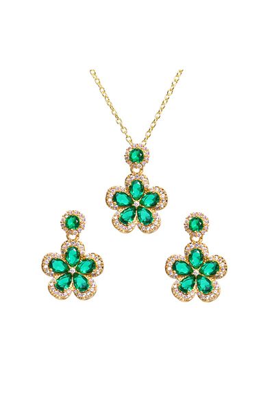 OEM Elegant jewelry set with green flowers