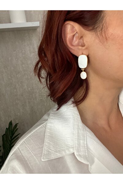 Byoz store Gold Metaryel White Dangle Earrings