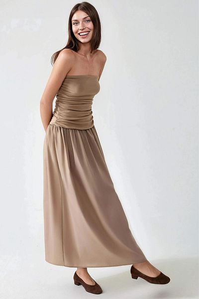 Hiccup Στράπλες Draped Maxi Φόρεμα