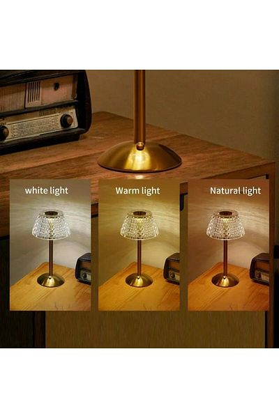 Dexia Portable LED Lamp with Touch, Adjustable, 3 Colors, 1500mAh, USB Charging, Transparent Acrylic