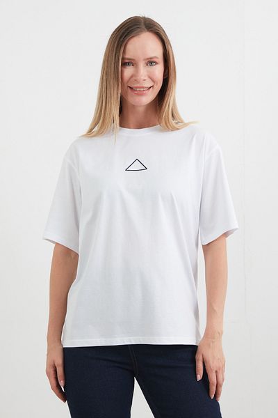 Fulla Moda Tricou oversize cu decolteu triunghi brodat