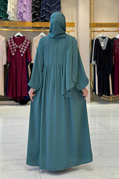 Bym Fashion Φόρεμα προσευχής με διπλό στήθος με σάλι 6027 Mint