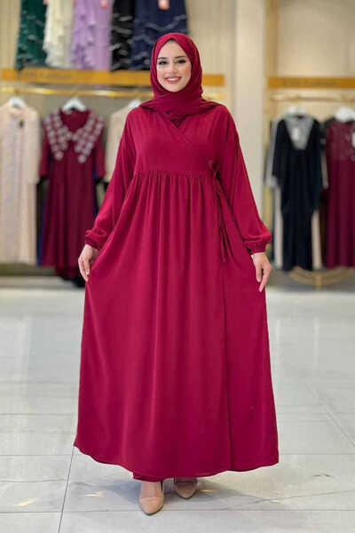 Bym Fashion Φόρεμα προσευχής με σάλι διπλό στήθος 6027 Claret Red