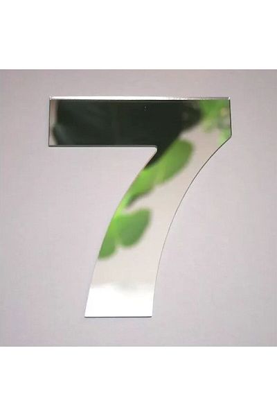 zafrakreklam Circle Number 1 mm Silver Mirror Plexi Adhesive Size 9X4 cm No- 7 Seven