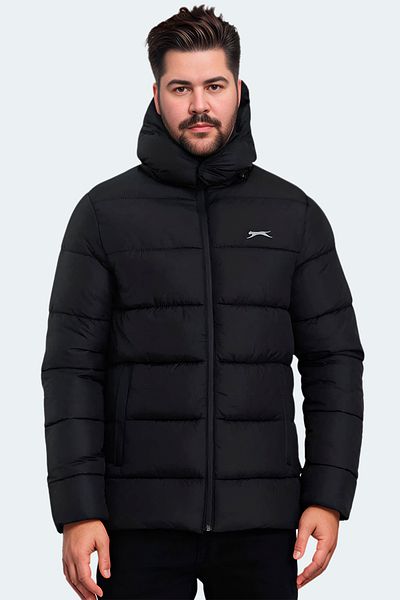 Slazenger Ganea Print Large Size Men's Coat & Coat Black