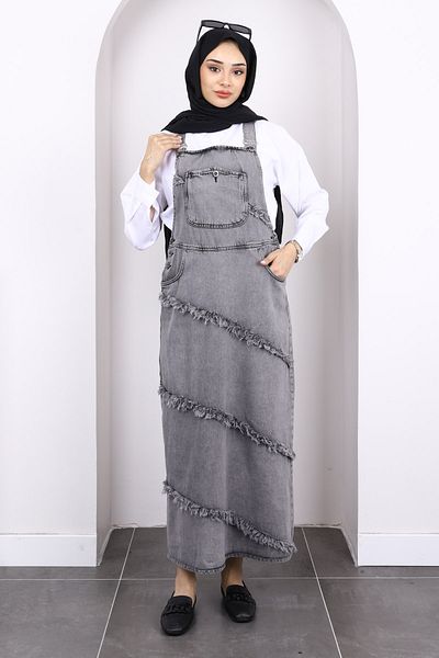 İmajButik Τζιν Gilet με καπνιστή φούντα και λεπτομέρεια τσέπης
