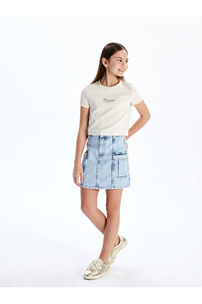LC Waikiki Nevavm Girl's Cargo Jean Skirt with a Difference