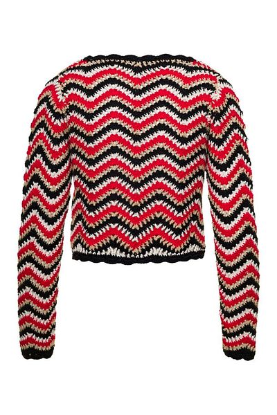 GANNI Red Crochet Cardigan In Cotton Woman