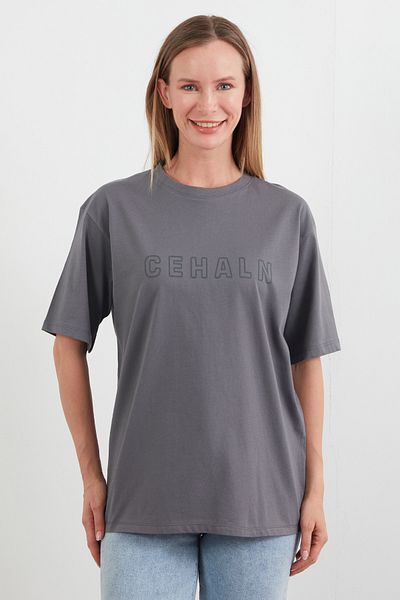 Fulla Moda Cehaln Text Printed Oversize T-Shirt